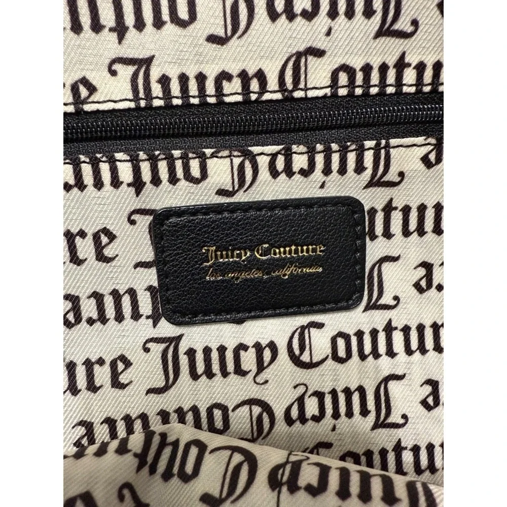 Juicy Couture Black Embossed Mini Backpack with HeartCharm Whimsigoth Chic Sleek